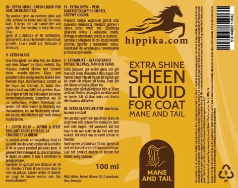 Hippika EXTRA BŁYSK - płyn nabłyszczający do sierści, grzywy i ogona 100 ml