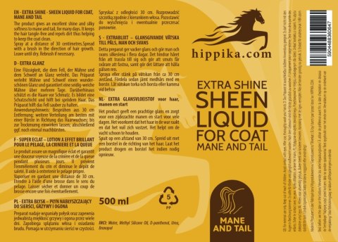 Hippika EXTRA BŁYSK - płyn nabłyszczający do sierści, grzywy i ogona 500 ml